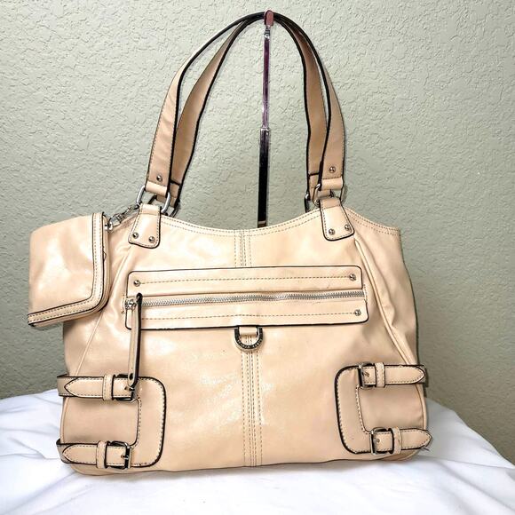 Franco Sarto Nude Patent Leather Shoulder Bag - Picture 1 of 4